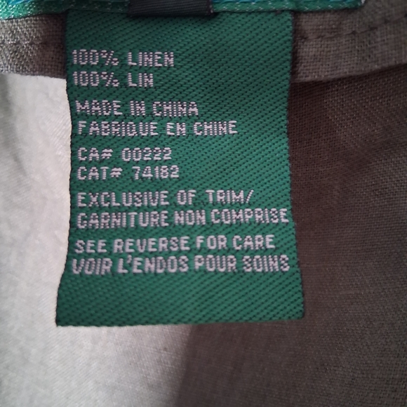 La Redoute Dress Linen Olive Green Square Neck Buttons Size 10 - Picture 6 of 12